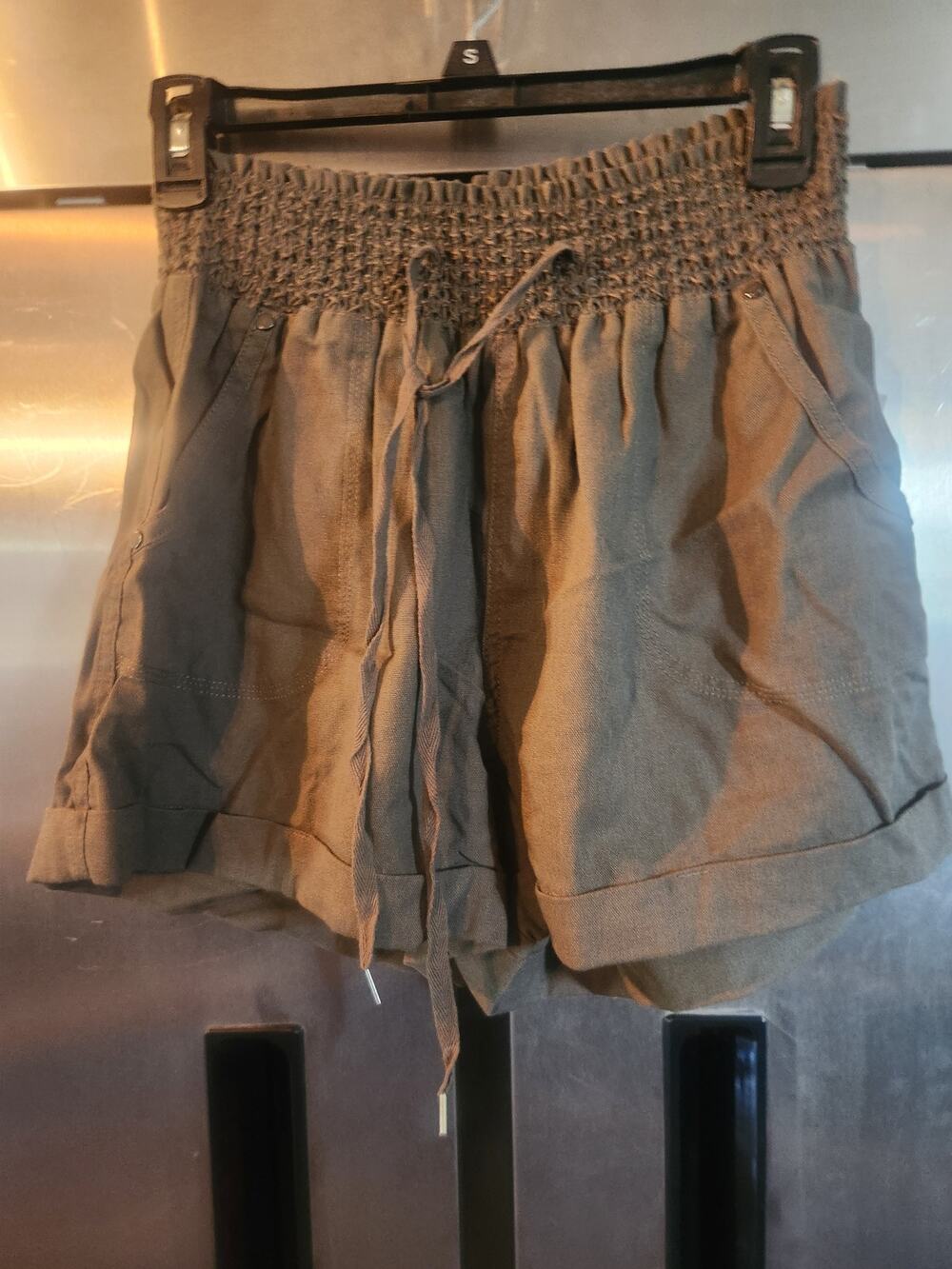 Ci Sono Linen Collection Shorts Women's Size L Olive NWT